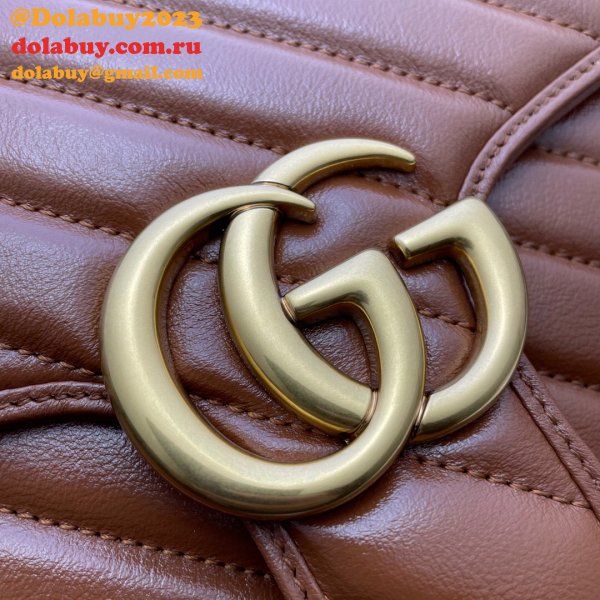 Fake Gucci Handbags 498110 Leather GG Marmont Small Top Handle