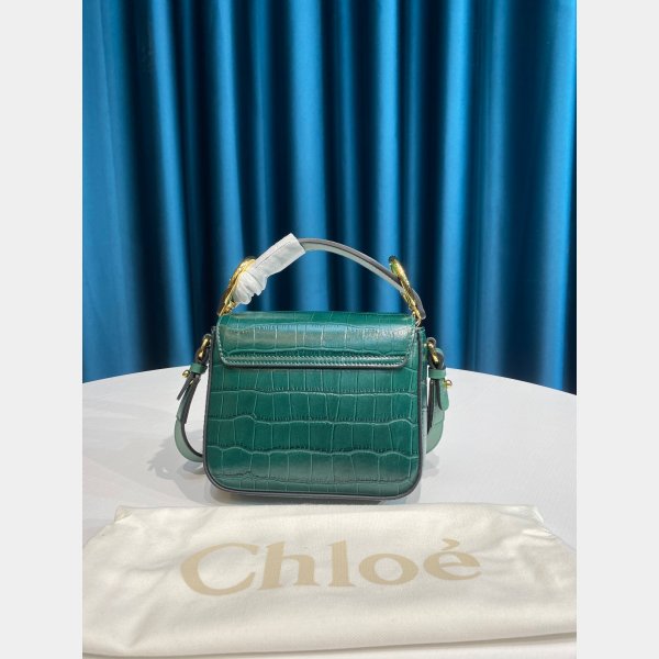 Chloé AAA+ Replica 6030 Blue C Bag In Embossed Croco Effect
